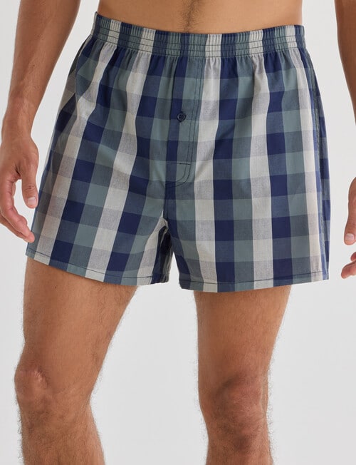 Chisel Cotton Check Boxer, 3-Pack, Navy & Hunter Green product photo View 02 L
