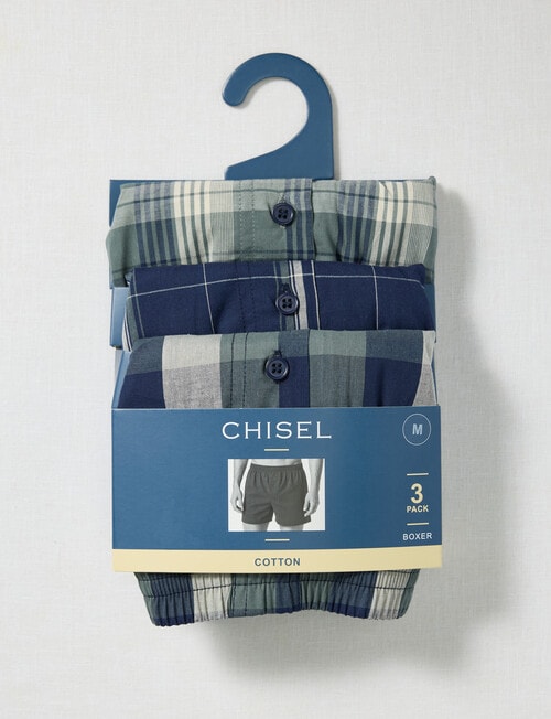 Chisel Cotton Check Boxer, 3-Pack, Navy & Hunter Green product photo View 04 L