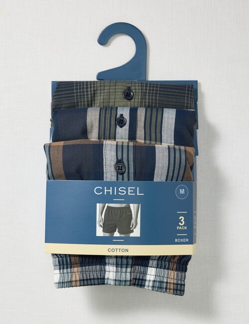 Chisel Cotton Check Boxer, 3-Pack, Navy & Green product photo View 04 L