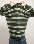 AIR SPACE Yarn Dyed Stripe Polo Shirt, Green product photo