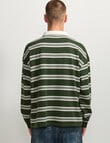 AIR SPACE Yarn Dyed Stripe Polo Shirt, Green product photo View 03 S
