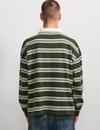AIR SPACE Yarn Dyed Stripe Polo Shirt, Green product photo View 03 S