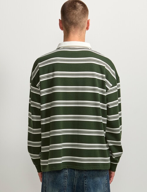 AIR SPACE Yarn Dyed Stripe Polo Shirt, Green product photo View 03 L