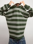 AIR SPACE Yarn Dyed Stripe Polo Shirt, Green product photo