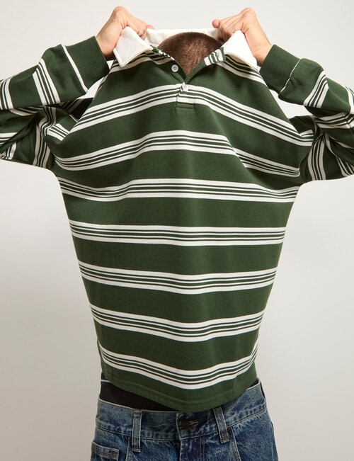 AIR SPACE Yarn Dyed Stripe Polo Shirt, Green product photo
