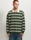 AIR SPACE Yarn Dyed Stripe Polo Shirt, Green product photo View 02 S
