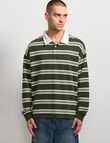 AIR SPACE Yarn Dyed Stripe Polo Shirt, Green product photo View 02 S