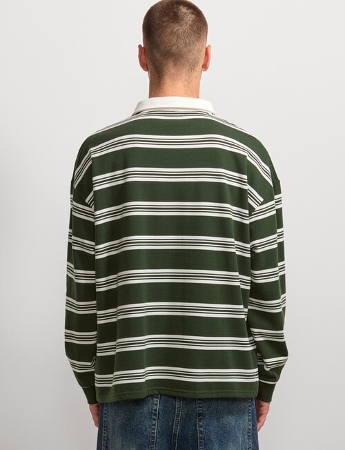AIR SPACE Yarn Dyed Stripe Polo Shirt, Green product photo View 03 L