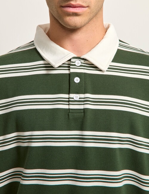 AIR SPACE Yarn Dyed Stripe Polo Shirt, Green product photo View 05 L