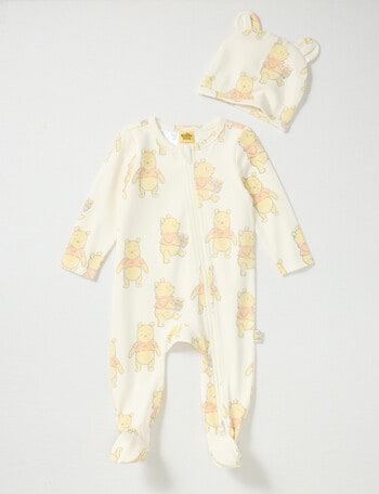 Licensed Classic Pooh Sleepsuit & Beanie Set, 2-Piece, Cream product photo