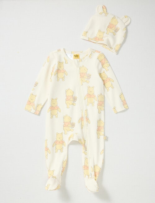 Licensed Classic Pooh Sleepsuit & Beanie Set, 2-Piece, Cream product photo