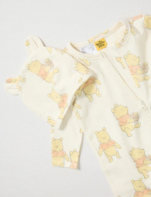 Licensed Classic Pooh Sleepsuit & Beanie Set, 2-Piece, Cream product photo View 02 L