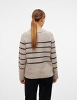 Vero Moda Flawless Long Sleeve Pullover, Mink & Grey Stripe product photo View 02 S