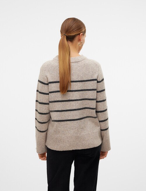 Vero Moda Flawless Long Sleeve Pullover, Mink & Grey Stripe product photo View 02 L