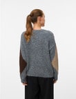 Vero Moda Bliss Handstitch Pullover, Grey & Chocolate product photo View 02 S