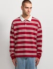 AIR SPACE Yarn Dyed Stripe Polo Shirt, Red product photo View 02 S