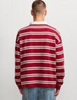 AIR SPACE Yarn Dyed Stripe Polo Shirt, Red product photo View 03 S
