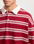 AIR SPACE Yarn Dyed Stripe Polo Shirt, Red product photo View 04 S