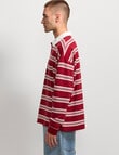 AIR SPACE Yarn Dyed Stripe Polo Shirt, Red product photo View 05 S