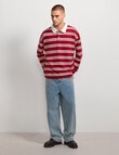 AIR SPACE Yarn Dyed Stripe Polo Shirt, Red product photo View 07 S