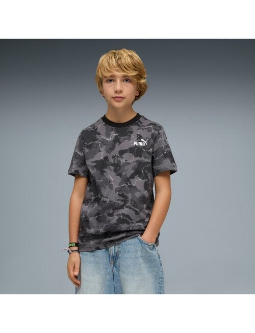 Puma All Over Print Camo Short Sleeve Tee, Black product photo View 03 L