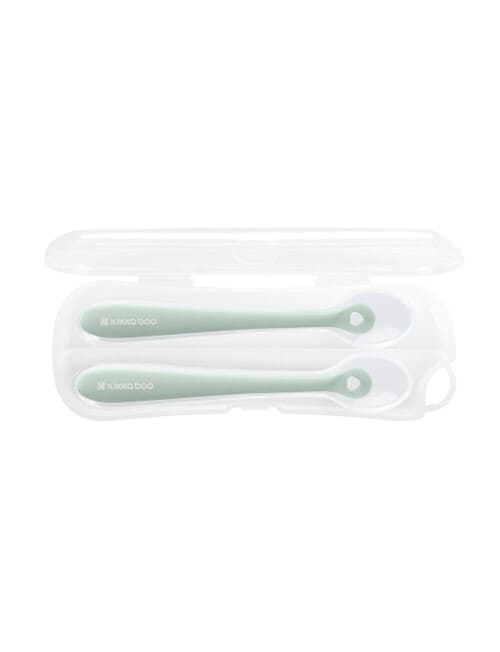 Kikkaboo Silicone Spoons & Case, 2-Pack, Sage product photo