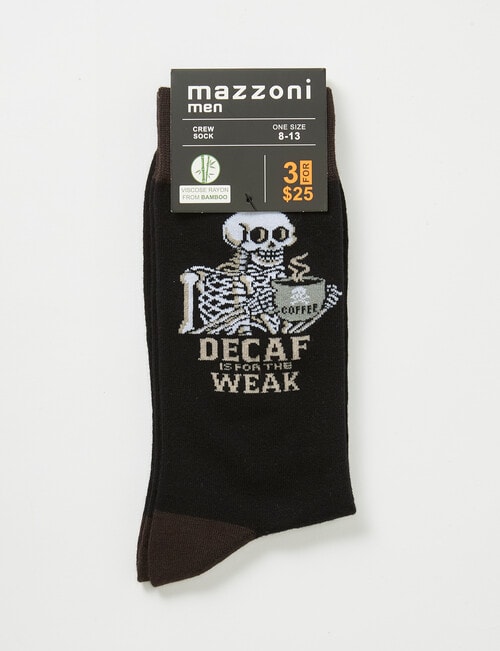 Mazzoni Decaf Is For The Weak Viscose Rayon from Bamboo Crew Sock, Black product photo View 02 L