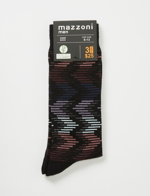Mazzoni Zig Zag Viscose Rayon from Bamboo Crew Sock, Plum product photo View 02 L