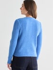 Whistle Crew Neck Rib Cardigan, Sky Blue product photo View 02 S