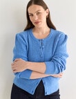Whistle Crew Neck Rib Cardigan, Sky Blue product photo View 12 S