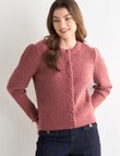 Whistle Crew Neck Rib Cardigan, Rose Dusk product photo