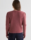 Whistle Crew Neck Rib Cardigan, Rose Dusk product photo View 02 S