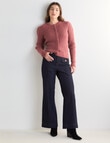 Whistle Crew Neck Rib Cardigan, Rose Dusk product photo View 03 S