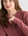 Whistle Crew Neck Rib Cardigan, Rose Dusk product photo View 04 S