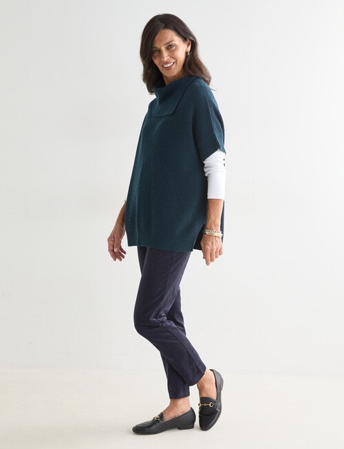 Ella J Merino Split Neck Jumper, Forest product photo View 03 L