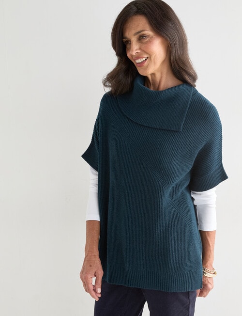 Ella J Merino Split Neck Jumper, Forest product photo View 05 L
