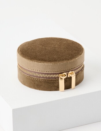 Boston + Bailey Velvet Round Jewellery Box, Sea Kelp product photo