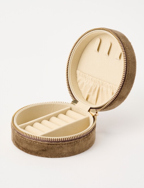 Boston + Bailey Velvet Round Jewellery Box, Sea Kelp product photo View 03 L