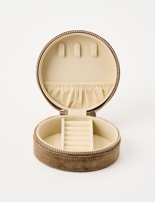 Boston + Bailey Velvet Round Jewellery Box, Sea Kelp product photo View 04 L