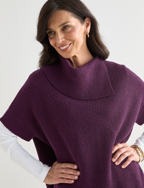 Ella J Merino Split Neck Jumper, Grape product photo