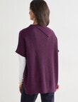 Ella J Merino Split Neck Jumper, Grape product photo View 02 S
