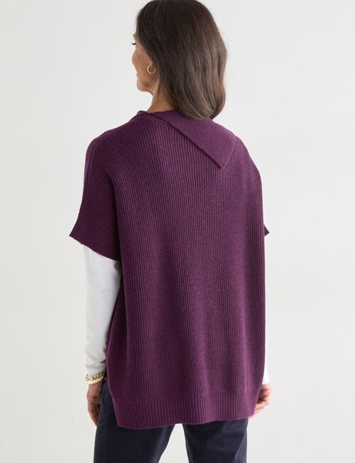 Ella J Merino Split Neck Jumper, Grape product photo View 02 L