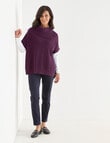 Ella J Merino Split Neck Jumper, Grape product photo View 03 S