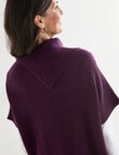 Ella J Merino Split Neck Jumper, Grape product photo View 06 S