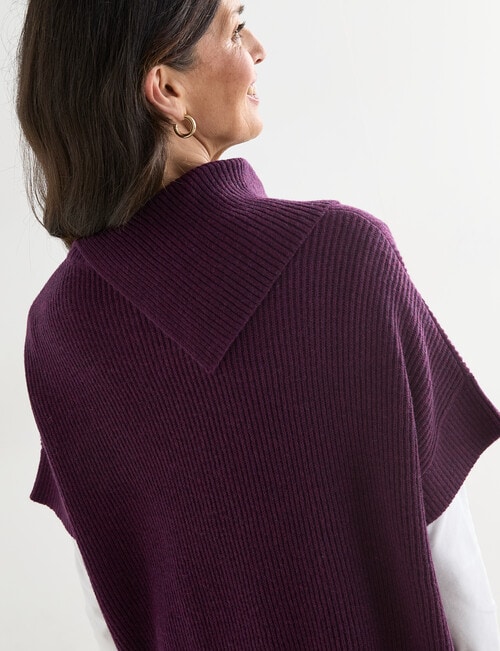 Ella J Merino Split Neck Jumper, Grape product photo View 06 L