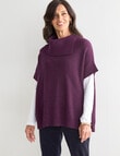 Ella J Merino Split Neck Jumper, Grape product photo View 07 S
