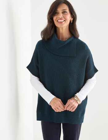 Ella J Merino Split Neck Jumper, Forest product photo