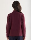 Ella J Two-Way Zip Sweatshirt, Burgundy product photo View 02 S