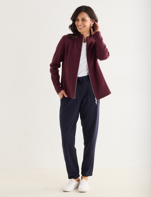 Ella J Two-Way Zip Sweatshirt, Burgundy product photo View 03 L