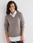Ella J Two-In-One Knit Shirt, Mocha product photo
